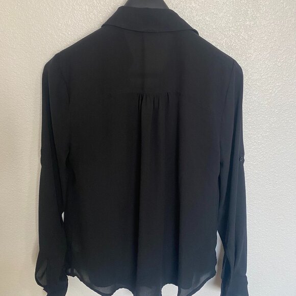 Women's long-sleeved button down blouse-black - Picture 2 of 2
